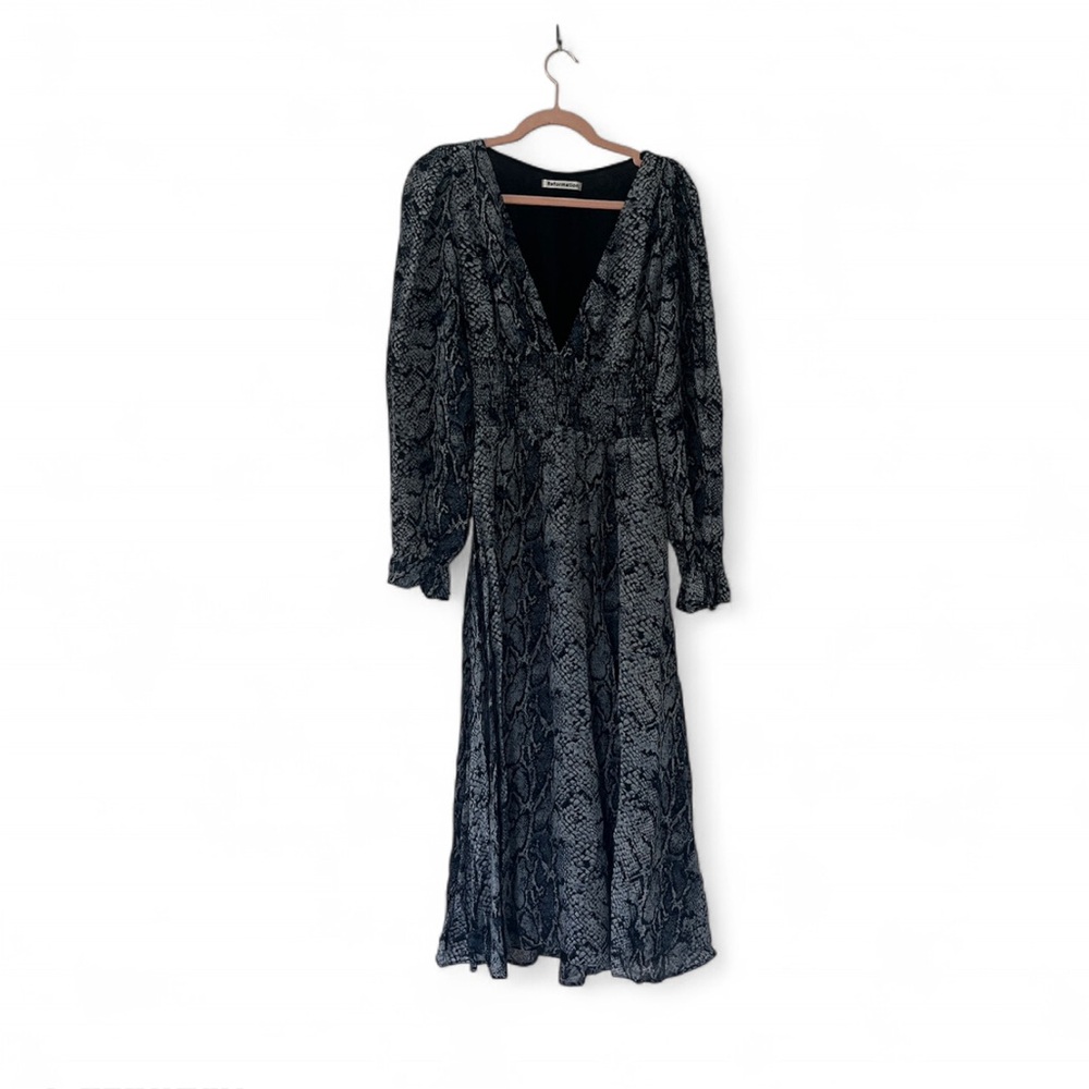 Reformation Black & Blue Maxi Dress